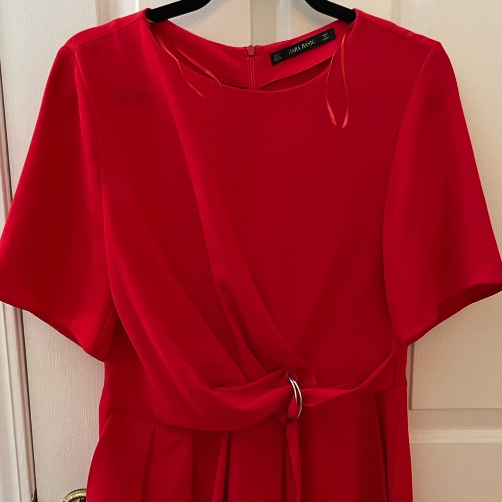 Red Zara Romper with skirt overlay